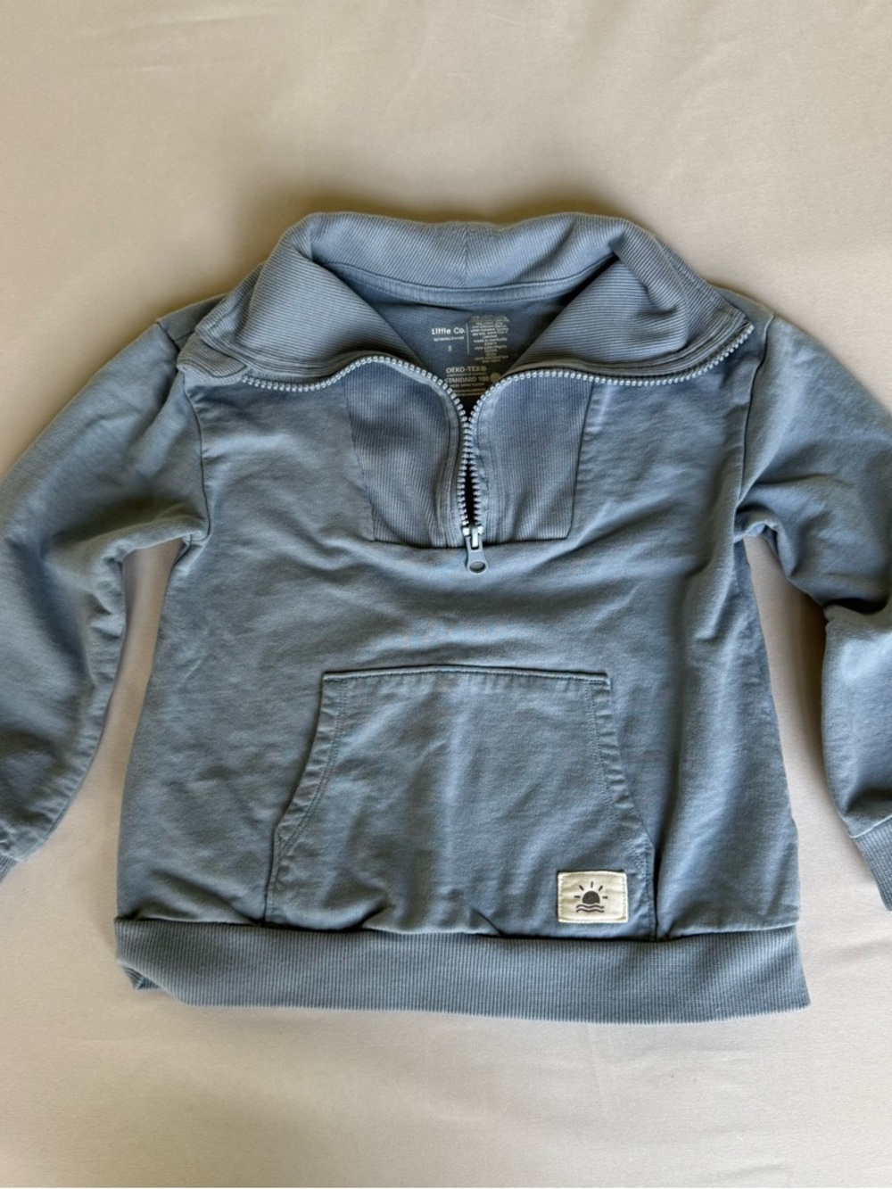 Kids Light Blue Half-Zip Pullover Sweatshirt